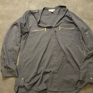 Calvin Klein Women's Charcoal Button Down Shirt